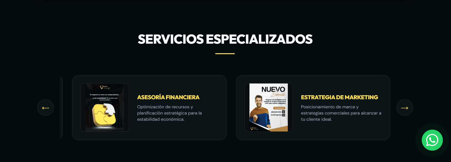 Sección de servicios contables de Vielma Group